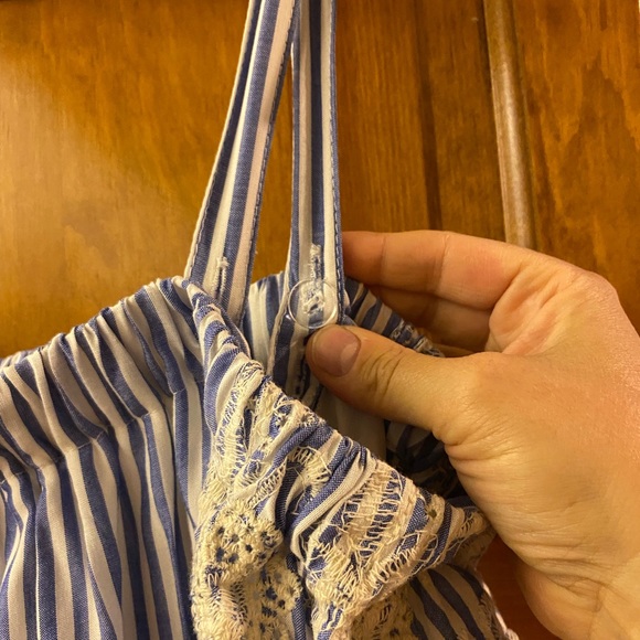 Blue/White/lace sundress. New with tags. Removable button straps. - Picture 2 of 5